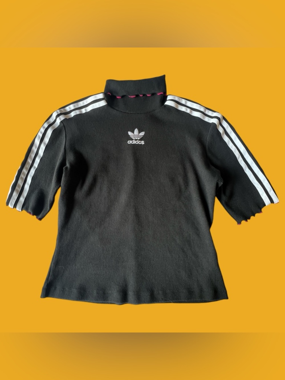 adidas Originals Black Top Streetwear Sporty Metro Rave 90s Style Hot Pink